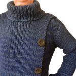 Sweter z golfem ręcznie robiony na drutach handmade