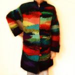 Sweter kardigan ręcznie robiony kolorowy asymetryczny boho
