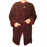 Sweter kardigan asymetryczny ręcznie robiony na drutach
